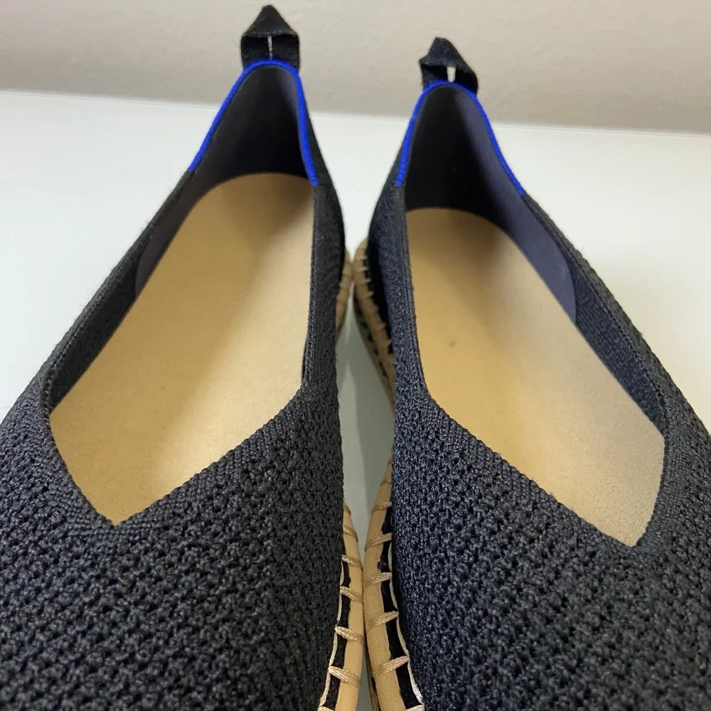 Rothys Espadrille Black Knit Slip On Women Shoes Sz 8